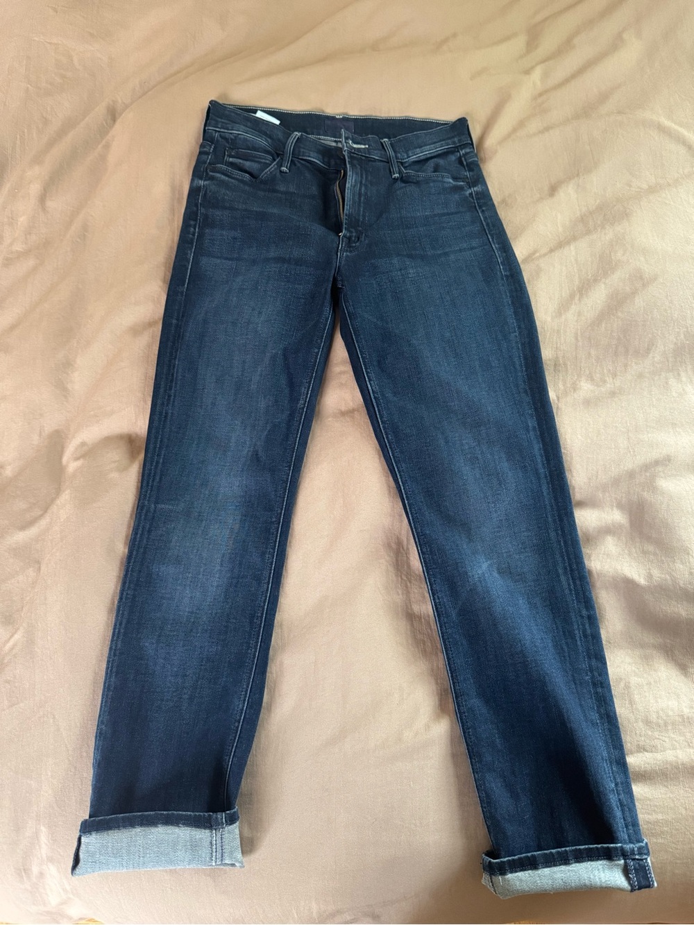 MOTHER Slim Straight Dark Blue Jeans